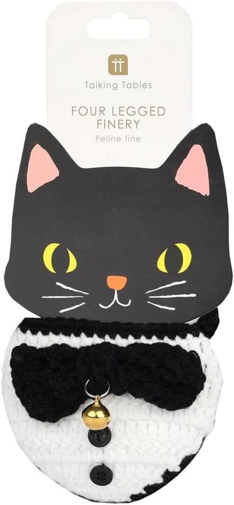 Talking Tables Cat Tuxedo Bandana Kerchiefs for Pets Accessory- Crochet Tux for Dogs Cats and Puppies Halloween Cat Costume - Image 4