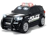 Mit Licht und Sound – Damit die Junior-Polizisten/innen auf ihrer Streife auch die notwendige Aufmerksamkeit erhalten wird auf Knopfdruck einfach das Blaulicht sowie die Sirene aktiviert. (2x AA-Batterien enthalten).