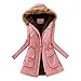Pianshanzi Mantel Damen Winterjacke Warme Trenchcoat mit Kapuze Dicker Trenchcoat Winddicht Kälteschutz Softshelljacke Gefütterte Plüsch Wintermantel Lang Softshelljacke Windbreaker Elegant
