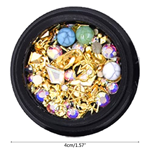 Gergxi 14D Nagelkunst-Strass-Nieten, goldfarbene Nagelnieten, Ketten-Set, Nagelkristalle, klar, Nagelschmuck, Dekoration… – Bild 7