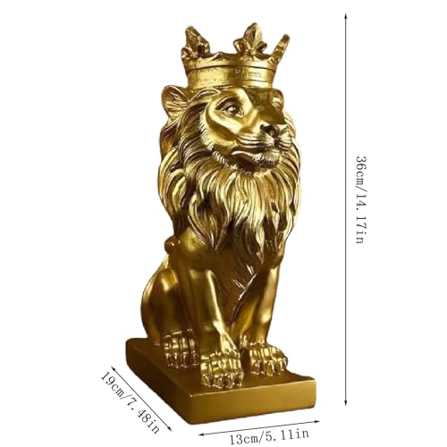 Majestic - Estatua del Rey León - Escultura creativa de resina, figura abstracta moderna de animales para decoración del hogar y la oficina, idea de regalo única (grande, blanco)
