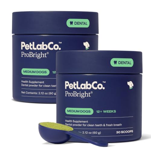 PetLab Co. ProBright Dental Powder - Dog Breath Freshener - Teeth Cleaning Made Easy – Targets Tartar & Bad Breath - Formulated for Medium Size Dogs - Pack of 2 by PetLab Co. - Used condition - US$63.24
