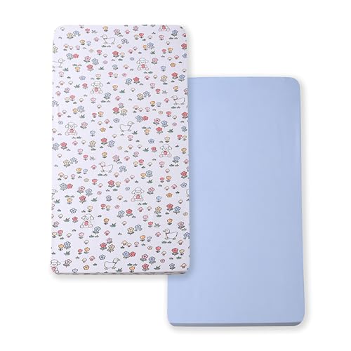 Image of KWLOVER Soft Printed Crib Sheet for Boys Girls,2 Pack Crib Mattress Sheet or Toddler Bed Sheet, Baby Fitted Crib Sheet (Slateblue)