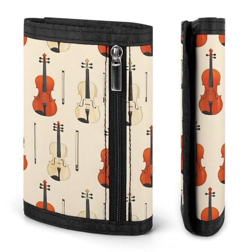 Vintage Violin Print Wallet for Men, 8 Credit Card Holder Slim Minimalist Front Pocket Small Mens Bifold Wallets2