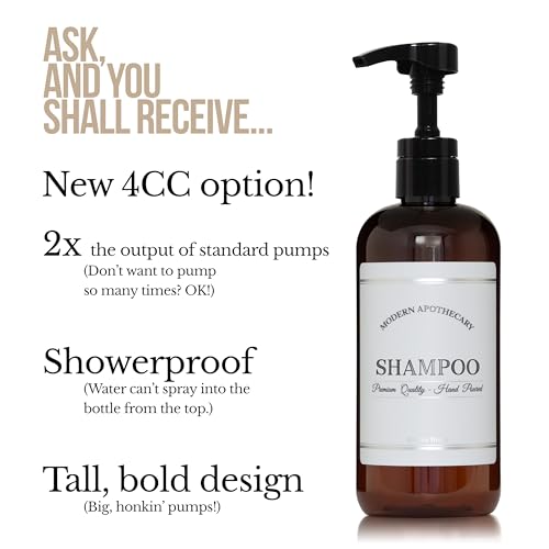 Artanis Home Amber Refillable Shampoo and Conditioner Bottles - Body Wash, Shampoo and Conditioner Dispenser - PET Plastic, Refillable with High Output Pumps - Waterproof Labels - 16 oz, 3 Pack - Thumbnail 2