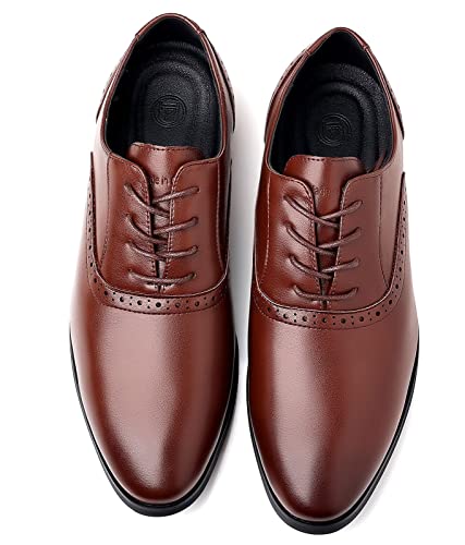 DADAWEN Men's Leather Lined Dress Shoes Formal Business Shoes Classic Lace-up Oxfords3