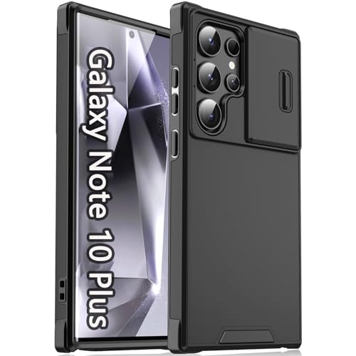 Pemuyak Slide Camera for Samsung Galaxy Note 10+ Plus Case, 2 in 1 Military Drop Shockproof Heavy Duty Protection Anti-Fingerprint Funda Cover for Samsung Galaxy Note 10 Plus,Black