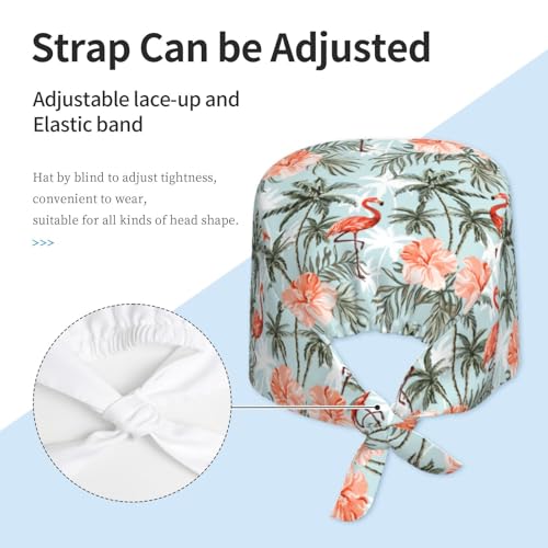 Image of Surgical Caps Men Women, Scrub Cap with Sweatband Adjustable | Tie Back Nurse Cap, Nursing Breathable Working Hat, Scrub Cap, Medical Hats