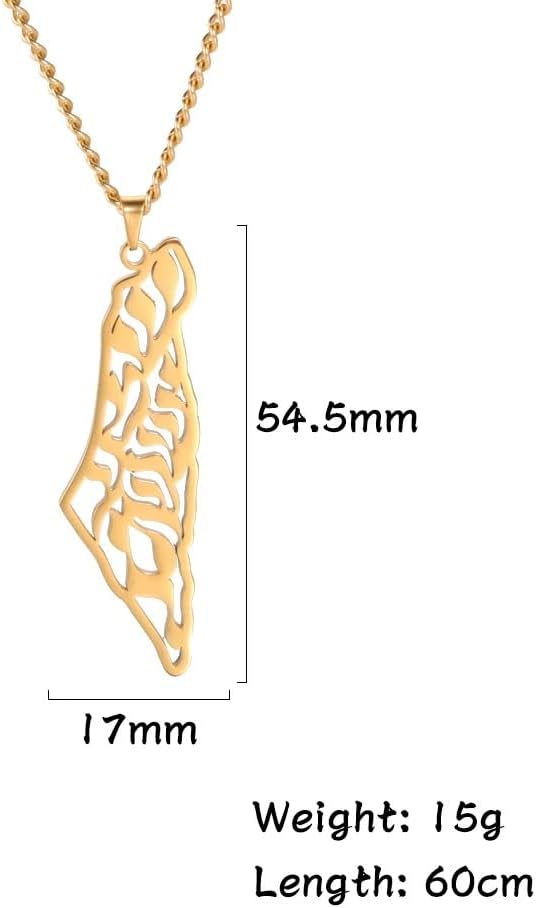 14K Yellow Gold Palestine Map Pendant Necklace 925 Sterling Silver Palestine Chain Necklaces Countries Map Jewelry Israel Palestine Necklace Silver Flag Necklace Palestine Necklace for Women and Men
