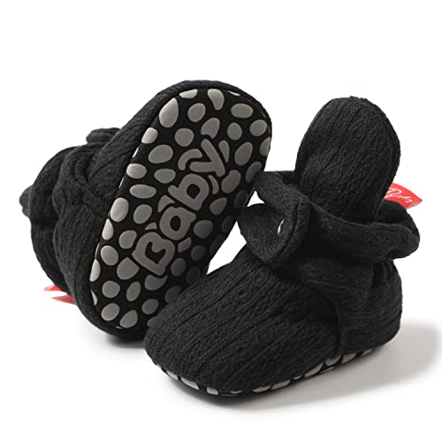 Image of HsdsBebe Unisex Newborn Baby Cotton Booties Non-Slip Sole for Toddler Boys Girls Infant Winter Warm Fleece Cozy Socks Shoes