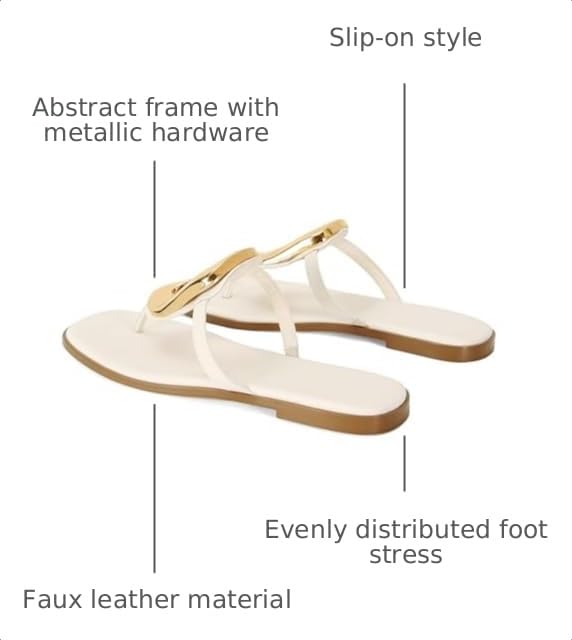Image of Wnshonzy Flip-Flops for Women Thong Sandals Flat Slip on Slides Beach Comfort Open Square Toe Ladies Slipper Dressy Metal Hardware Decoration Summer Shoes Casual Fashion