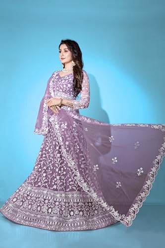 Varni Net Embroidered Semi Stitched Lehenga Set - Image 3