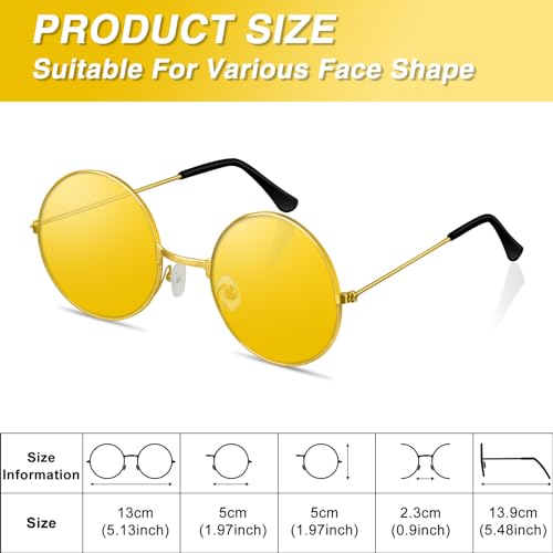 4/8/10/12/20/28 Pairs Hippie Sunglasses Round Hippie Glasses 70s Party Decorations Multicolored Glasses for Women2