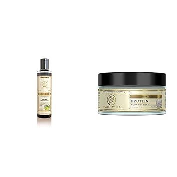 KHADI NATURAL Ayurvedic Amla and Bhringraj Hair Cleanser(Shampoo), SLS and Paraben Free, 210ml & KHADI NATURAL Protein Hair Cream, 100g