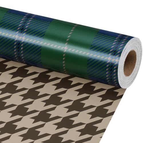 BIOBROWN Christmas Wrapping Paper Vintage Green Plaid 17 In x 33 Ft