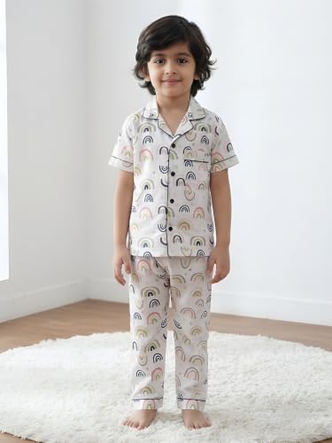 Image of POLKA TOTS 100% Pure Cotton Half Sleeve Night Suit for Kids, Girls & Boys | Cotton Pyjama Set | Unisex Night Dress for Children | Night Suit for Girls |Sleepwear for Kids | Winter Night Dress for Boys