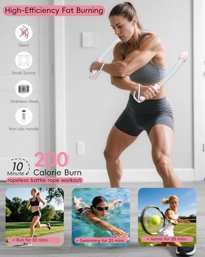 Cuerdas de batalla sin cuerda ajustables para entrenar sin espacio en casa 4
