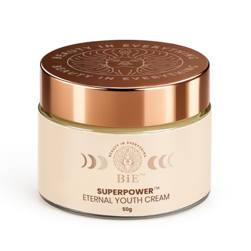 BiE Superpower - Eternal Youth Cream | Anti-Aging Cream with Squalane, Almond Oil & Ginseng Stem Cells | Reduces Wrinkles & Fine Lines | Unisex | For All Skin Types | 50gm