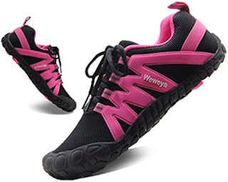 Womens Minimalist Shoes Barefoot Gym Weightlifting Comfortable Five Toe Box Shoes Workout Cross Training Bunion Black Hot Pink US Size 6 6.5