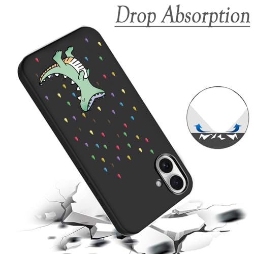 Unov Case Designed for iPhone 16 Plus, Black Phone Case with [Anti-Slip Embossed Pattern], Shockproof Slim Protective [Anti-Scratch TPU] Back Cover, Rainbow Dinosaur - image 4