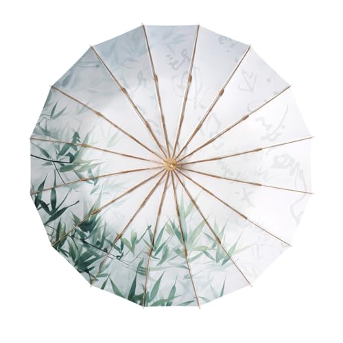 FANSU Parapluie Pliant, Ombrelle Anti Uv, Umbrella Compact, Parapluie Solide, Portable, pour Mariage Golf pour Femme Homme Enfant (bambou)