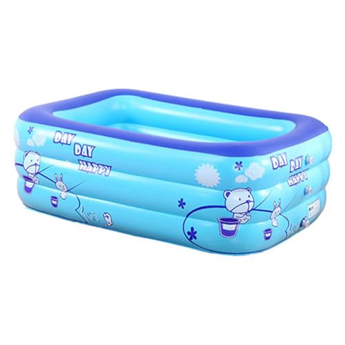 Hixingo Piscina Hinchable Infantil Rectangular, Extragrande, Engrosada, Piscina Familiar para Niños, Adultos, Exteriores, Jardín, Patio Trasero, Fiesta Acuática de Verano (Oso,120x70x34cm)