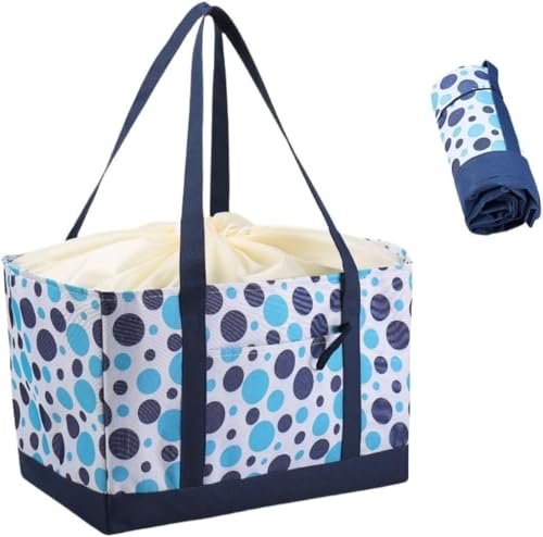 Riazdiw スーパーマーケット用大型ポータブルショッピング断熱バッグ オックスフォード布巾着断熱バッグ (E)