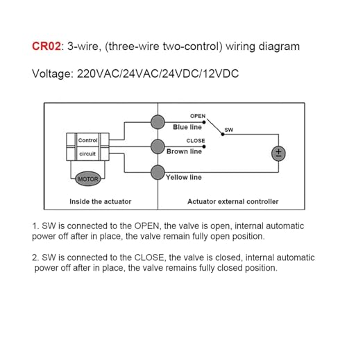 Actuador de válvula de bola eléctrica DN15 con motor de 24V y tres cables de control 6