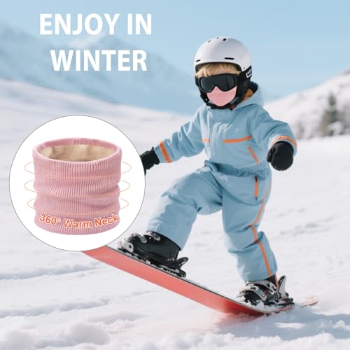 Kids Ski Mask Neck Warmer Winter Neck Gaiter Boys Girls Warm Thermal Fleece Lined Knitted Scarf for Cold Weather2