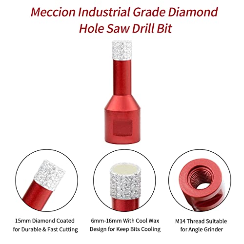 Meccion Diamond Hole Saw Drill Bit with M14 Thread, Performance Brazed Hollow Hole Cutter for Tile/Granite/Marble/Porcelain/Glass/Ceramic (10mm) 3 Meccion Diamond Hole Saw Drill Bit with M14 Thread, Performance Brazed Hollow Hole Cutter for Tile/Granite/Marble/Porcelain/Glass/Ceramic (10mm) - Image 3