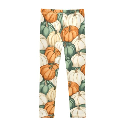 Fall Pumpkin Harvest Print Girls Leggings Soft Stretch Workout Yoga Dance Pants for Kids Casual Tights2