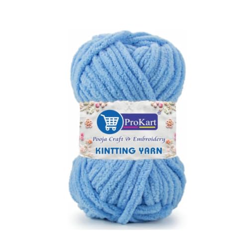 Image of ProKart Premium Blankie Wool, Plush & Cuddly, Knitting Wool Ball | Blanket Thick /Mottu Yarn Ball Suitable for Hand Knitting & Crocheting for Baby, Adult, Sweaters, Blankets (Baby Blue,100gms x 1 Pack)