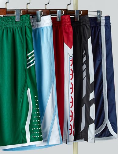 Image of Liberty Imports Pack of 5 Men's Athletic Basketball Shorts Mesh Quick Dry Activewear with Pockets