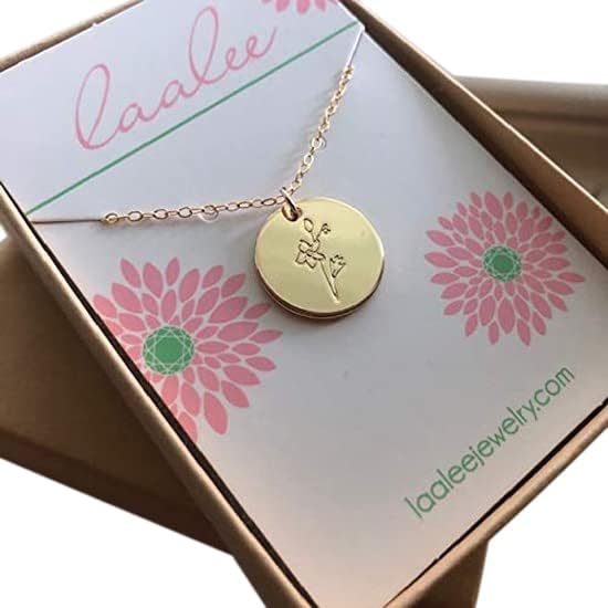 July Birth Flower Necklace, July Birthday Gift, Larkspur Flower Jewelry, 18", 14k Gold Filled Chain