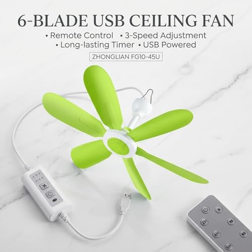 Ventilateur de plafond portable USB de 16,5 pouces avec télécommande - 5