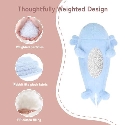 Image of Niuniu Daddy 2.8 lbs 17 inch Blue Axolotl Weighted Stuffed Animals for Kids & Adults, Soft Sensory Comfort Plush Toy for Sleeping, Cute Lying Lap Pad Pillow for Huggable Gift