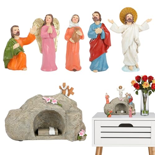 Estatua De Jesucristo, Juego De Estatuas Religiosas Para La Tumba De Jesús, Decoración De Escritorio De Jesús De Resina, Adornos De Mesa De 6 Piezas, Figuras De Colección Día De Ascensión, Decoraz