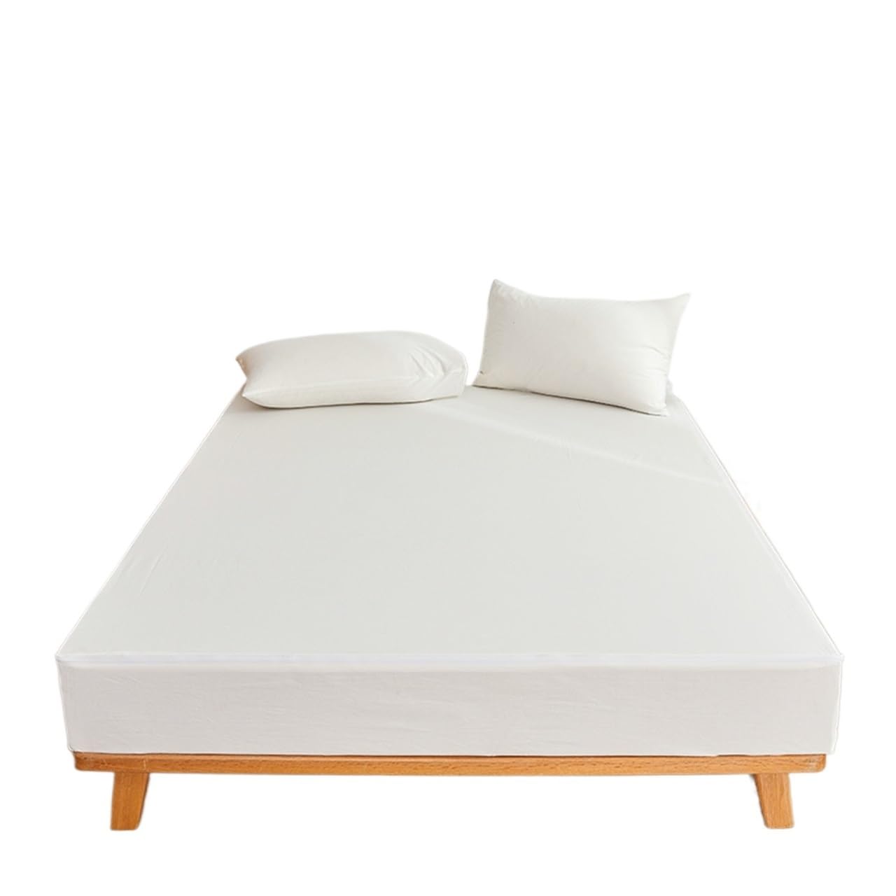 ZIHDKE 1pcs Cotton Zippered Mattress Protector Breathable Cover & Encasement, 6-Sides Fully Enclosed Fitted Sheet for Tatami(White,90x200x30cm)