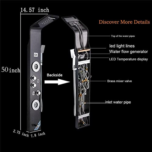 Columna de ducha con luces LED, efecto cascada y grifería de 3 manijas miniatura 3