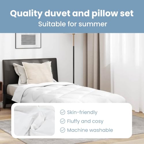 Duvet d'été lit simple en microfibre blanche avec oreiller douillet - 5