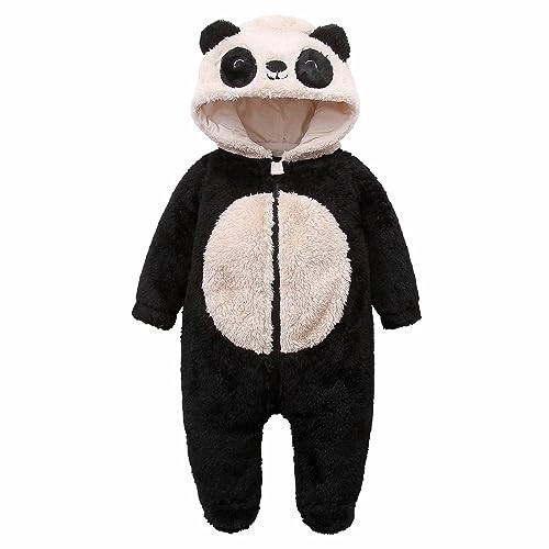 Image of Baby Panda Outfit Cuteness Overload Newborn Fluffy Onesie Soft Cuddly Baby Panda Costume for Boys Girls 0-3 Months