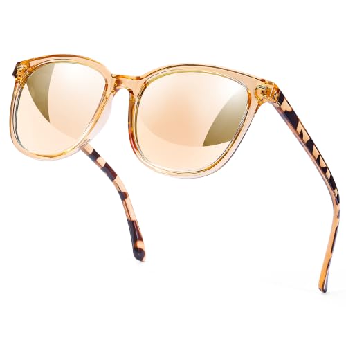 Image of Myiaur Polarized Sunglasses for Women, Square Mirrored Trendy Shades with UV Protection Reduce Glare Sun Glasses