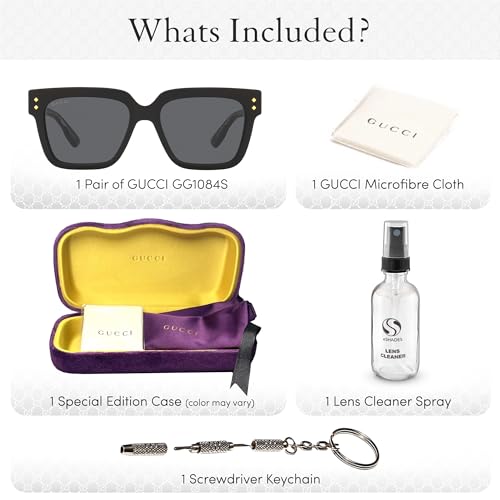 Gucci GG1084S Designer Fashion Sunglasses - Elegant, Sophisticated & Stylish Square Shape Eyewear with Luxury eSHADES Kit3