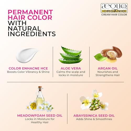 Aequo Organic Cream Hair Colour With QH+ Water | Natural, 100% Grey Coverage, Long-Lasting, PPD & Ammonia Free Permanent Hair Conditioning Color For Women | 4G Golden Brown 170ml, Pack Of 1