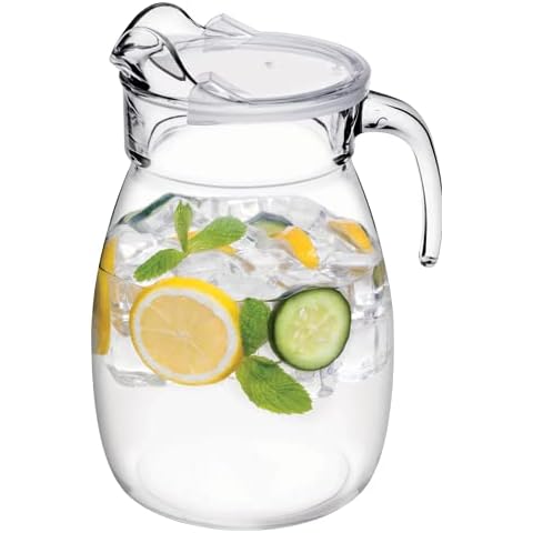 2.5 Litre Glass Jug with Lid. Large Water Carafe Pitcher with Handle Cover