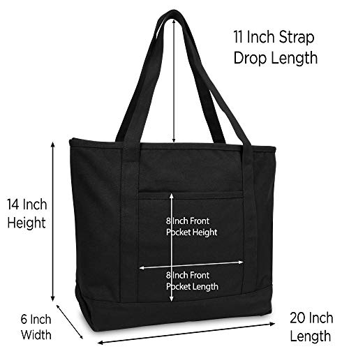 Bolso Tote de Lona de Algodón DALIX 20 Pulgadas Negro miniatura 5