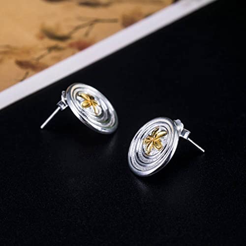 Boucles d'oreilles fleur de pêcher dorée argent S925 style ethnique classique