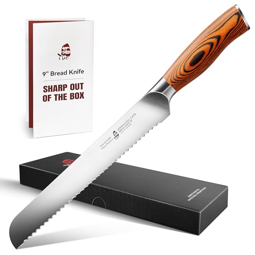 TUO Bread Knife- Razor Sharp Serrated Slicing Knife - High Carbon German Stainless Steel Kitchen...