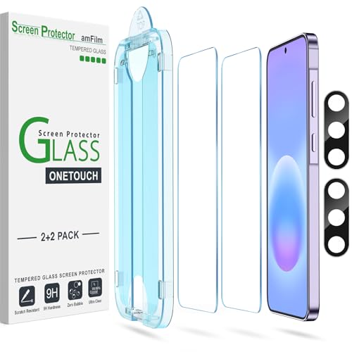 Image of amFilm OneTouch for Samsung Galaxy A57 Screen Protector Tempered Glass | Auto-Alignment, 30s Install, Bubble Free, Scratch & Drop Protection, HD Clear, Camera Lens Protector, 2+2 Pack (A57-6.7'')