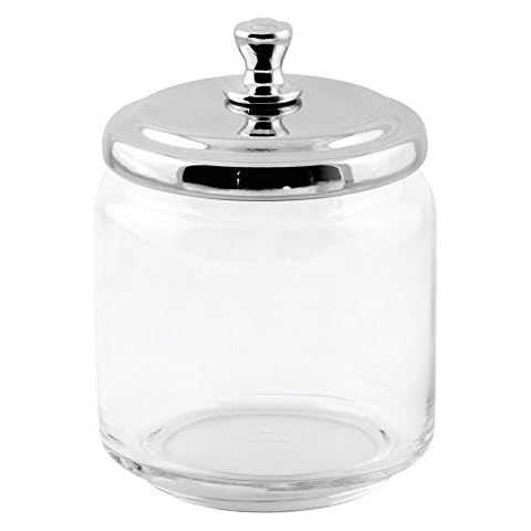 iDesign Small York Apothecary Jar, Clear/Chrome Cover